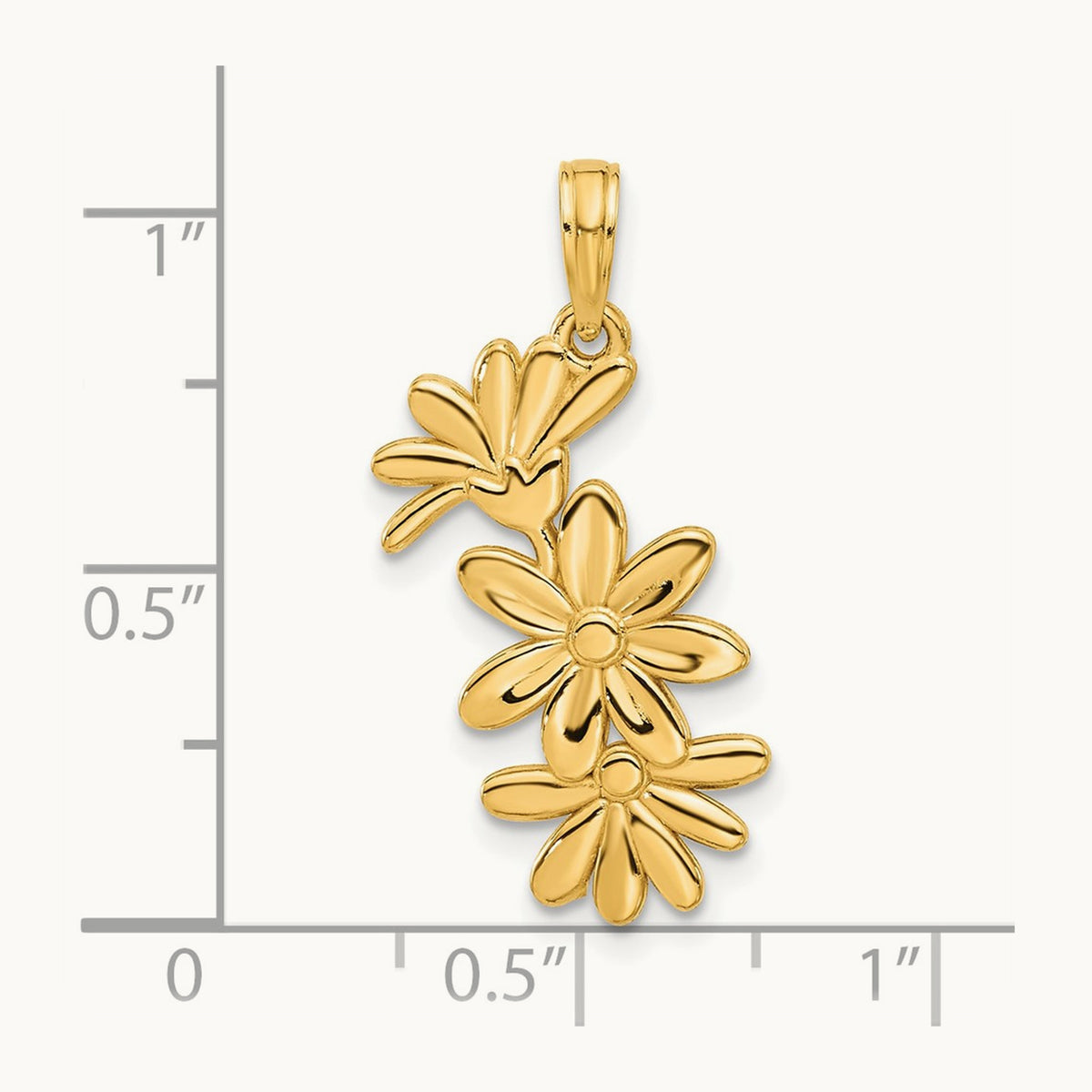 Polished Floral Pendant, 14K