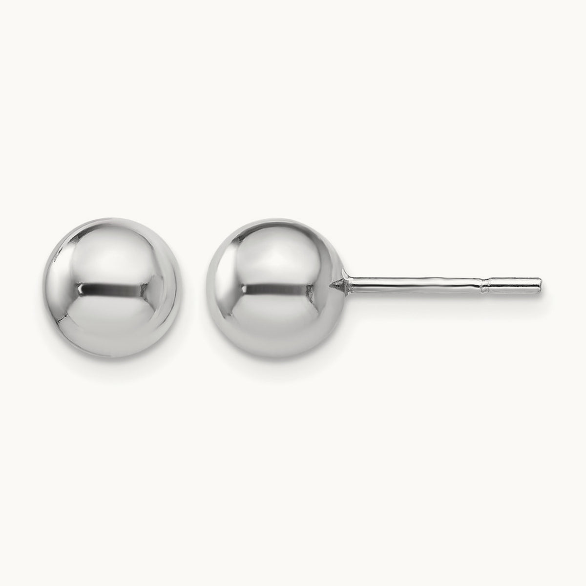 Rhodium-plated Polished Ball Post Earrings — 7mm
