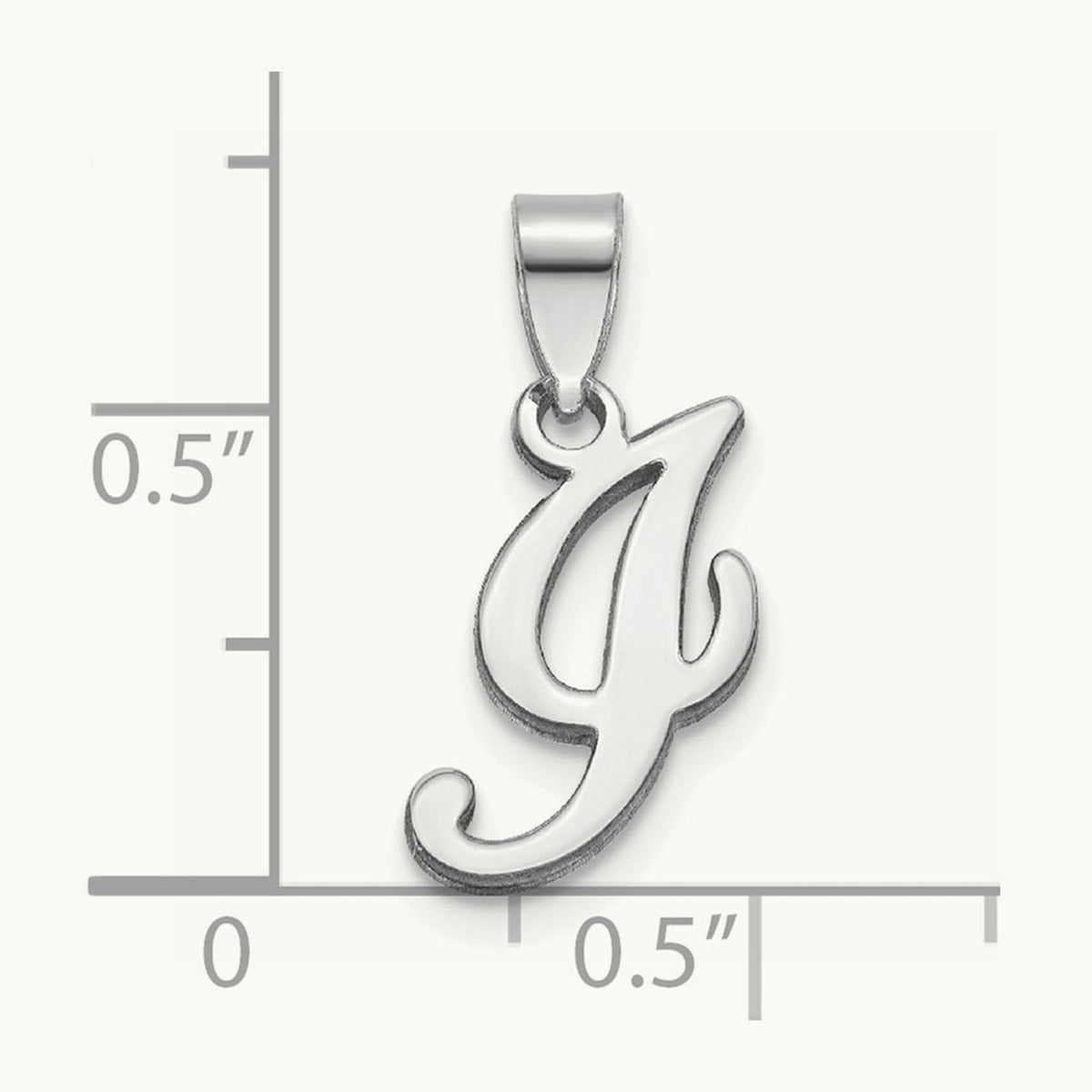 White Gold Script Letter I Initial Pendant, 14K White Gold