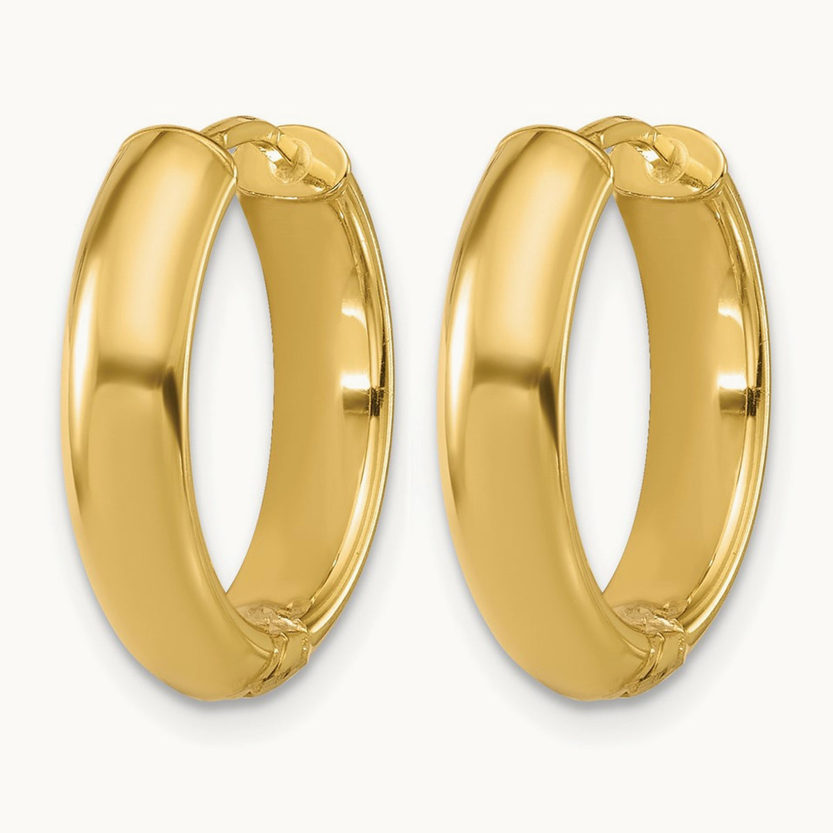 w/Rhodium Polished/Dia-cut Hinged Hoop Earrings, 14K — Leslie's