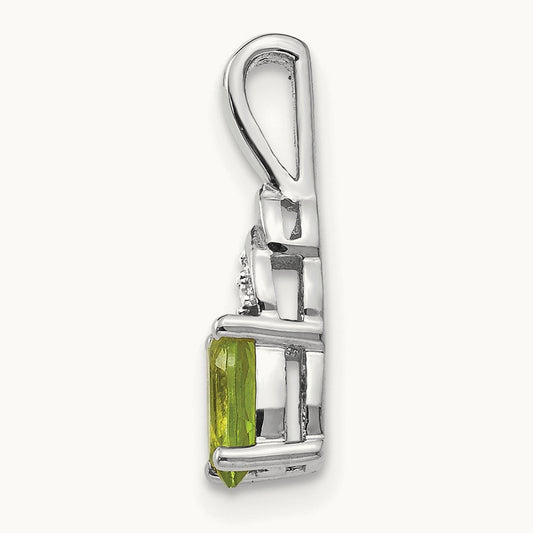 Peridot and Diamond Pendant — 14K White Gold