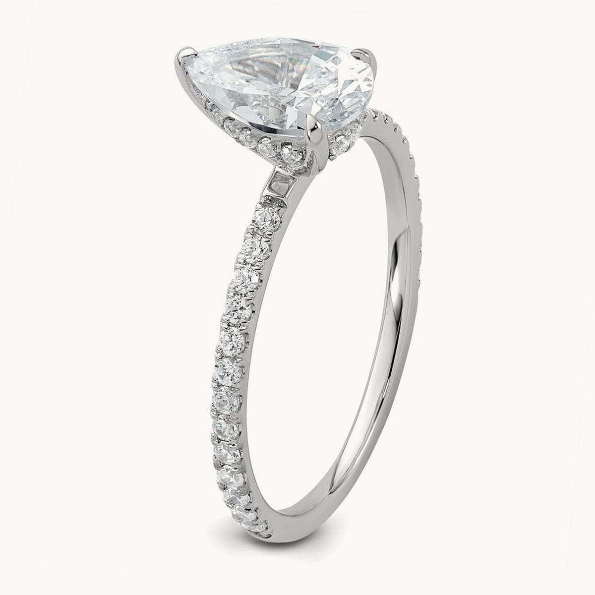 Pear Solitaire Engagement Ring, 1.25-4.75 ct tw Lab-Grown Diamond — 1 3/8 ct, 14K White Gold