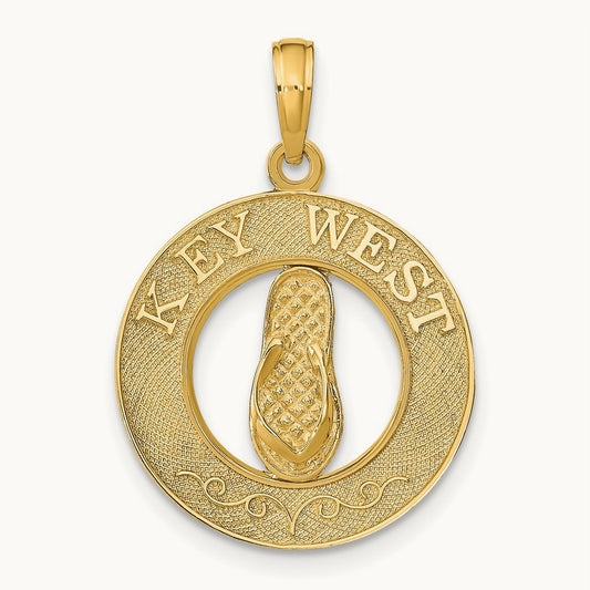 KEY WEST Flip Flop Pendant, 14K