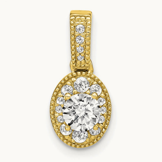 Oval Vintage Pendant, 0.50 ct tw Lab-Grown Diamond — 14K Yellow Gold