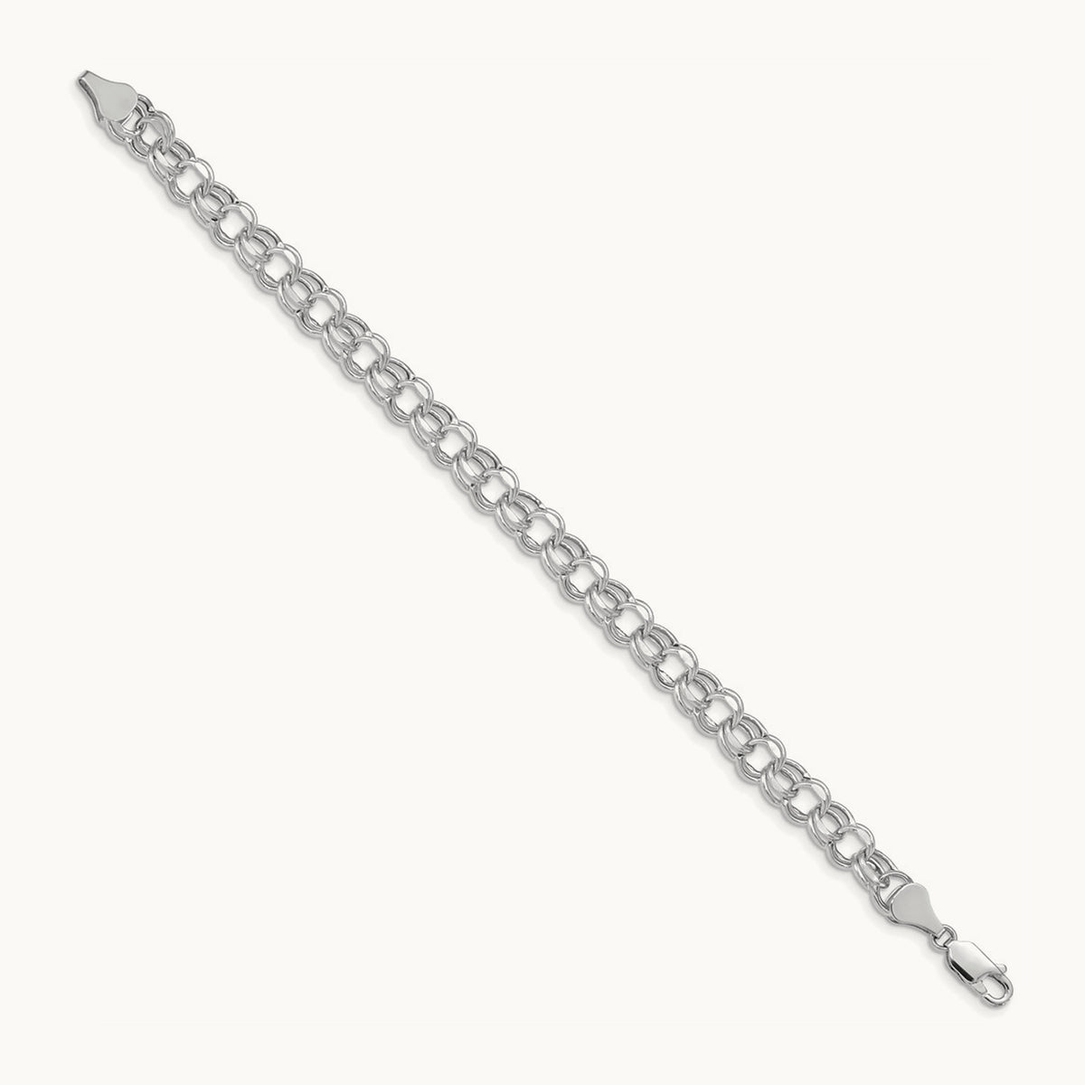 7in Hollow Double Link Charm Bracelet — 14K White Gold, 6.5mm