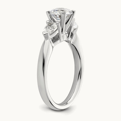 3-Stone Diamond Peg Set Semi-mount Engagement Ring, 14K White Gold