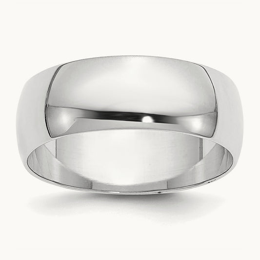 Half Round Band — 10K White Gold