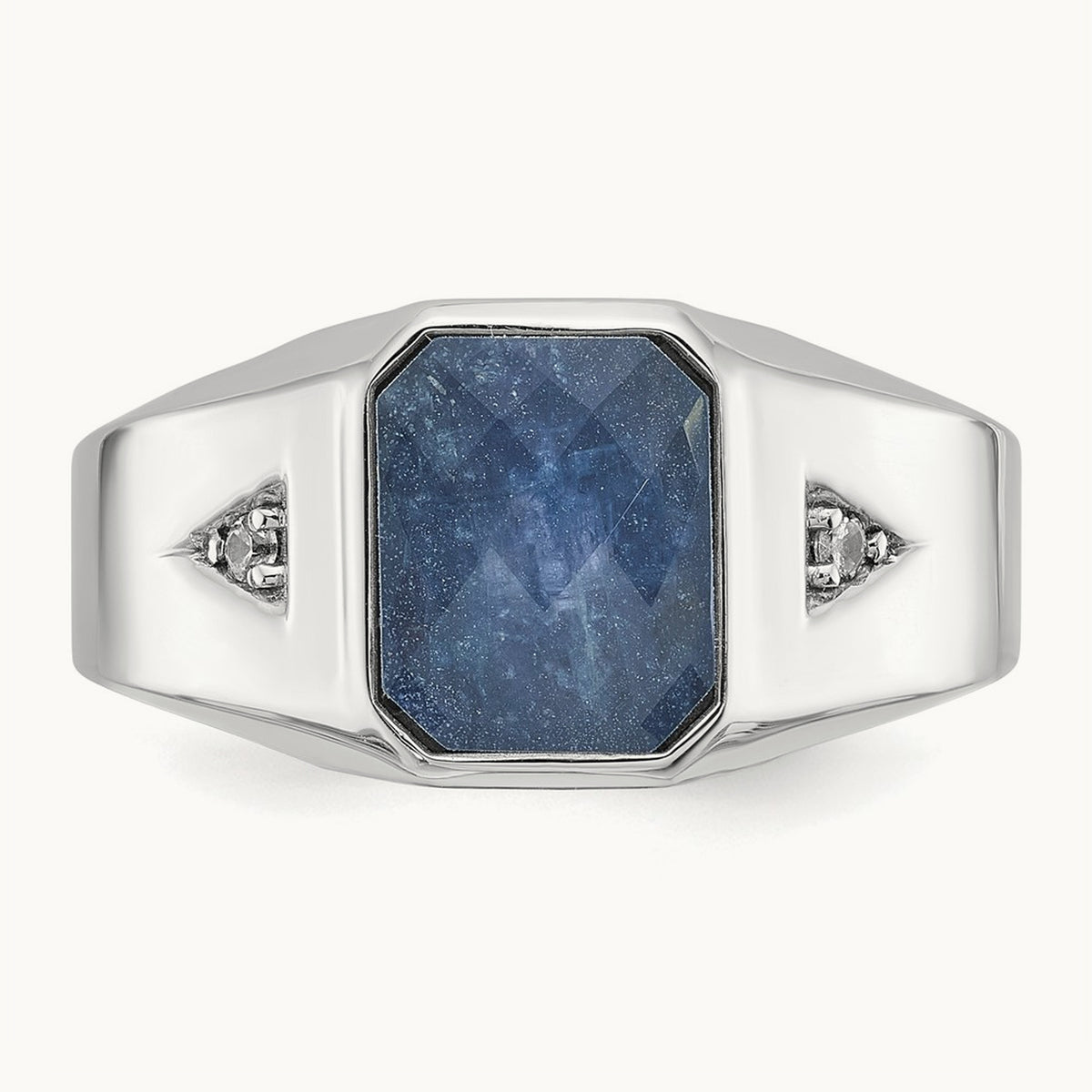 IBGoodman Sapphire Doublet/Diamond Complete Ring, 14K White Gold
