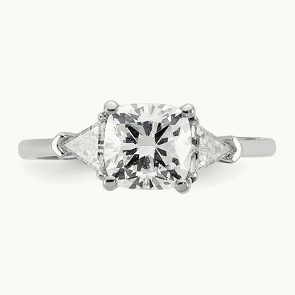 1/2ct Lab Grown Dia VS+ F+ Triangle 1 1/2ct Cushion Semi Eng Ring, 14K White Gold