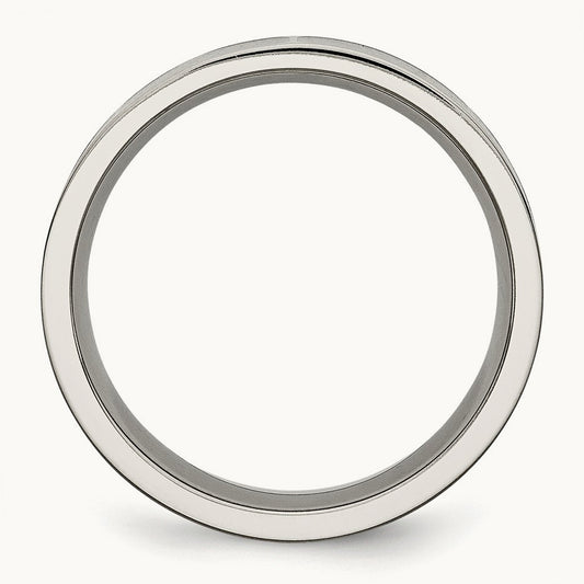 Polished Black Enamel Flat Band, 6mm, Titanium