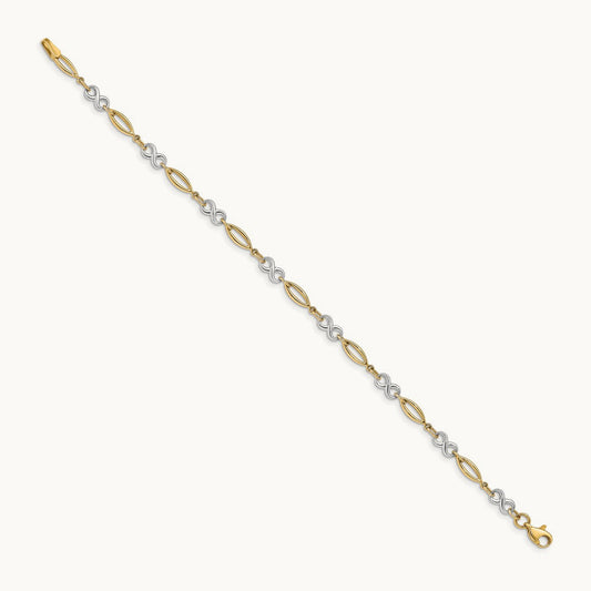 Polished Infinity Bracelet, 14K Two-tone