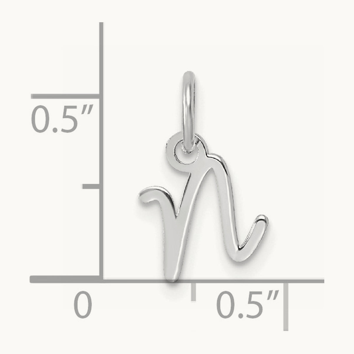 Uppercase Initial Charm — 14K White Gold, N