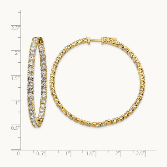 Diamond Round Hoop w/Safety Clasp Earrings, 14K
