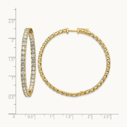 Round in/Out Safety Clasp Hoop Earrings, 7.25 ct tw Lab-Grown Diamond