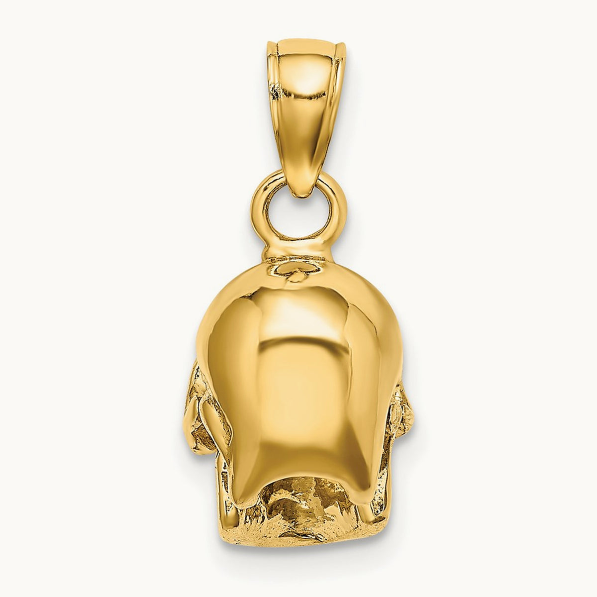 3-D Polished Skull Pendant, 14K
