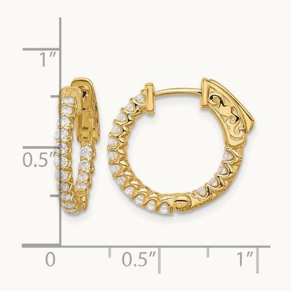 .64ct 32-1.7 In/Out Hoop w/ Safety Clasp Diamond Earrings, 14K