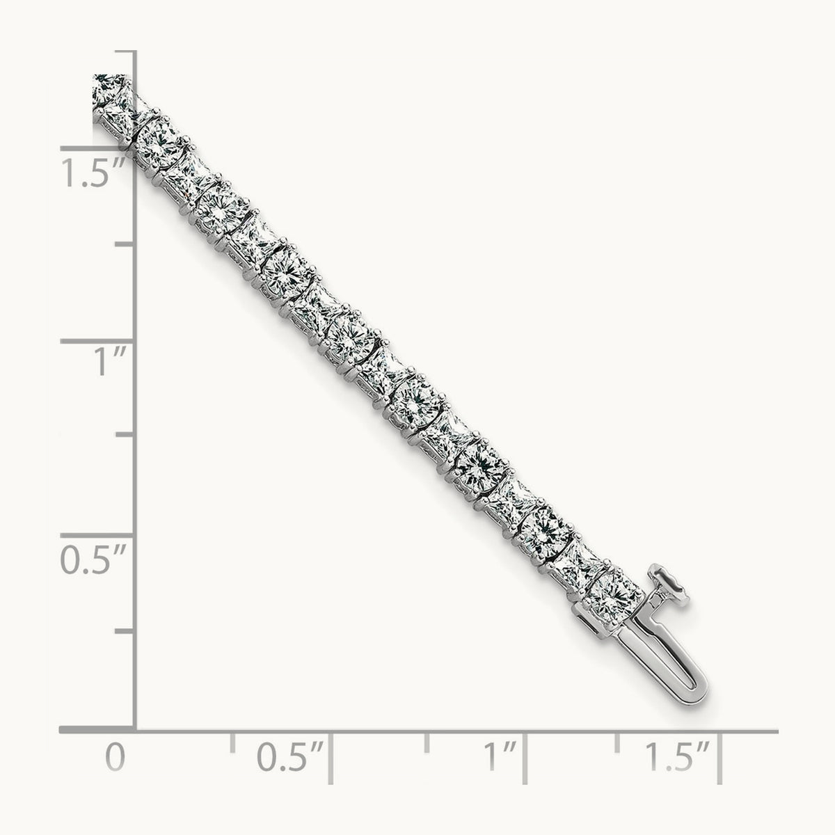 Princess/Round Tennis Bracelet, 7.00 ct tw Lab-Grown Diamond — 14K White Gold
