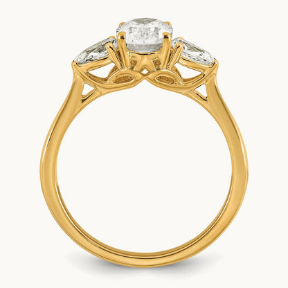 Oval/Pear 3 Stone Engagement Ring, 1.25-3.50 ct tw Lab-Grown Diamond — 1 3/8 ct, 14K Yellow Gold