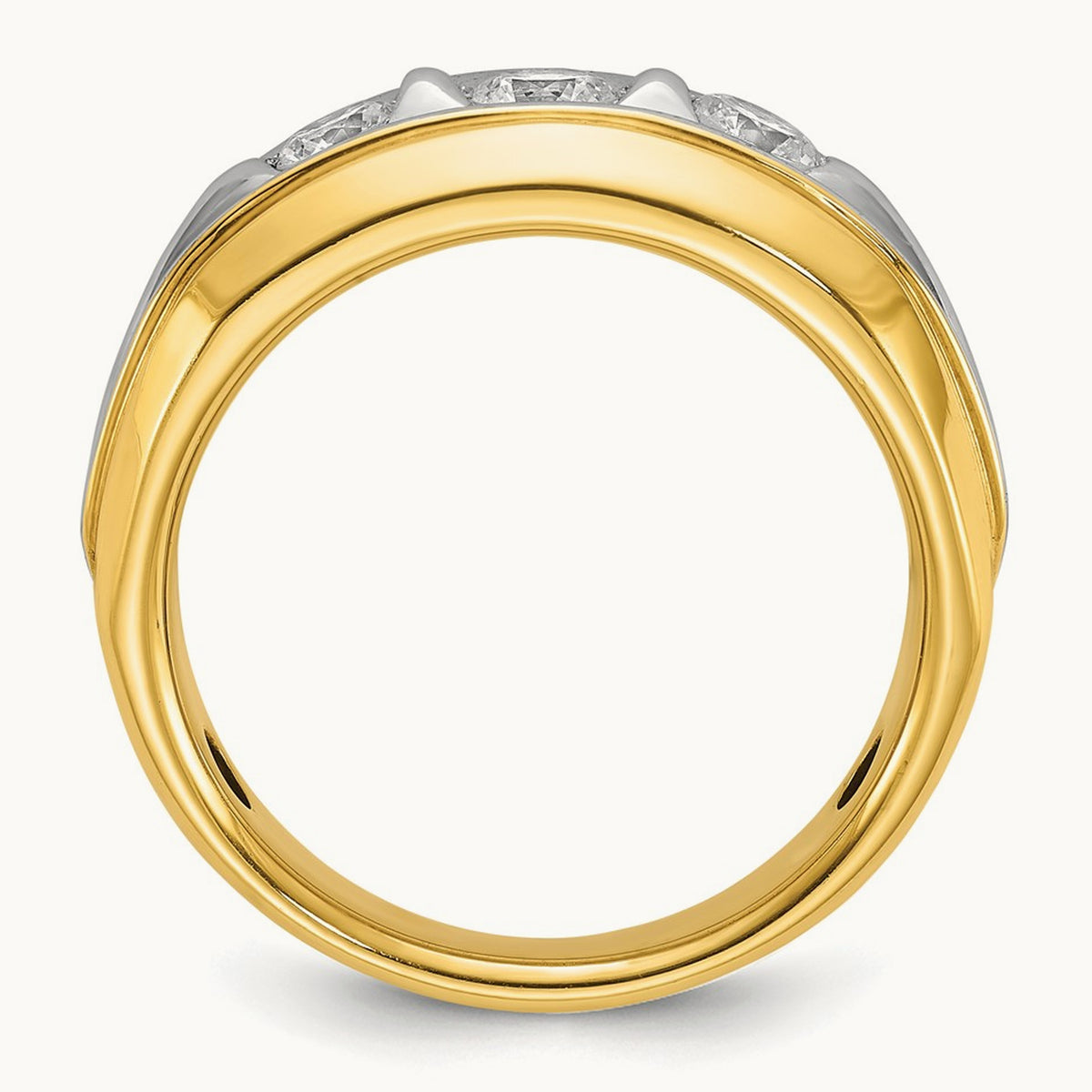 3 Stone Men's Ring, 0.75 ct tw Lab-Grown Diamond