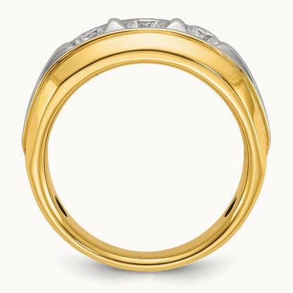 3 Stone Men's Ring, 0.75 ct tw Lab-Grown Diamond