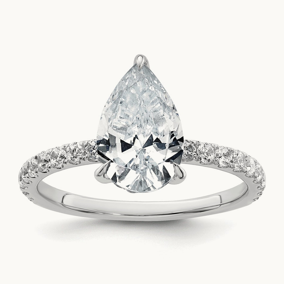 Pear Solitaire Engagement Ring, 1.25-4.75 ct tw Lab-Grown Diamond — 2 5/8 ct, 14K White Gold