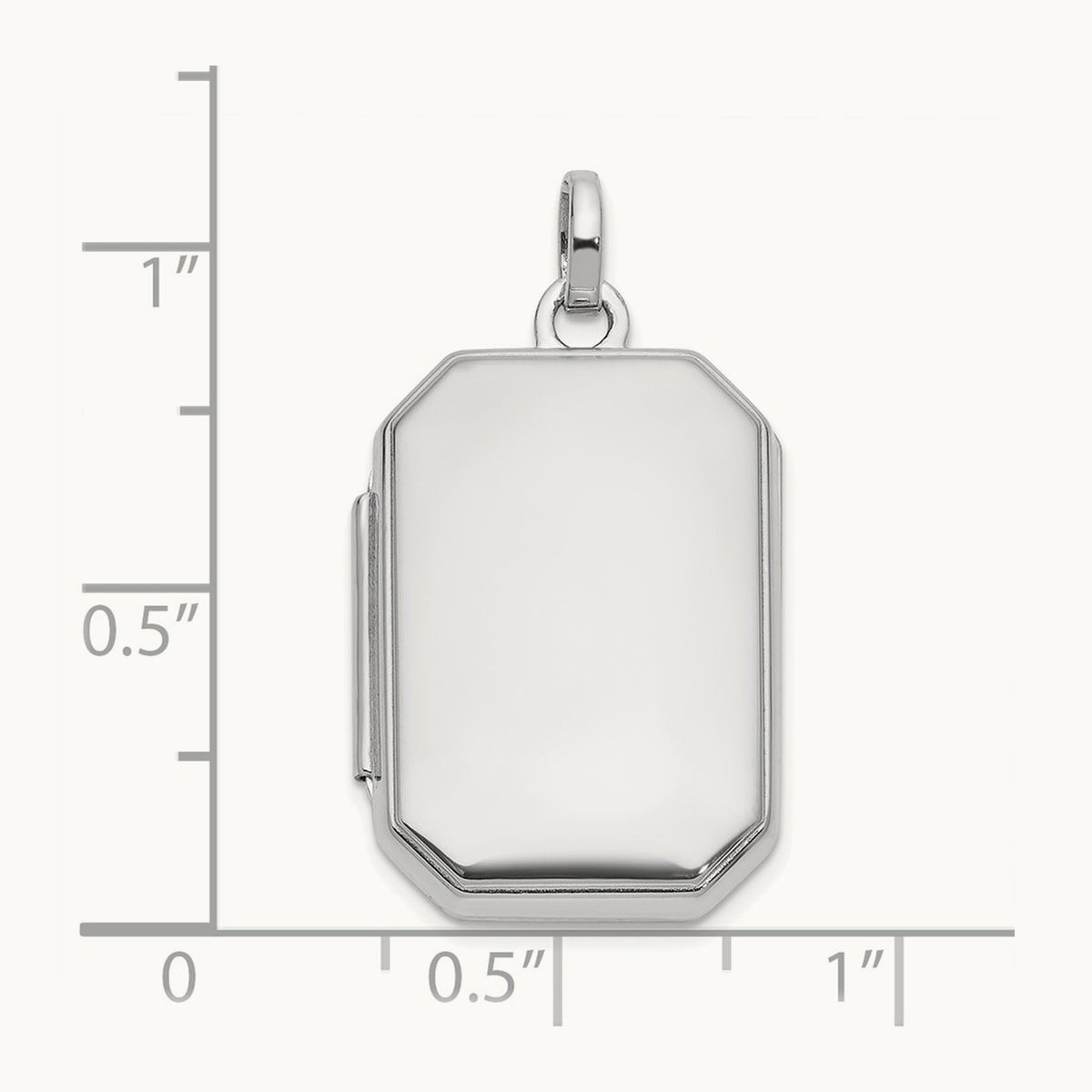 Polished 20x15mm Curved Rectangle Locket — 14K White Gold