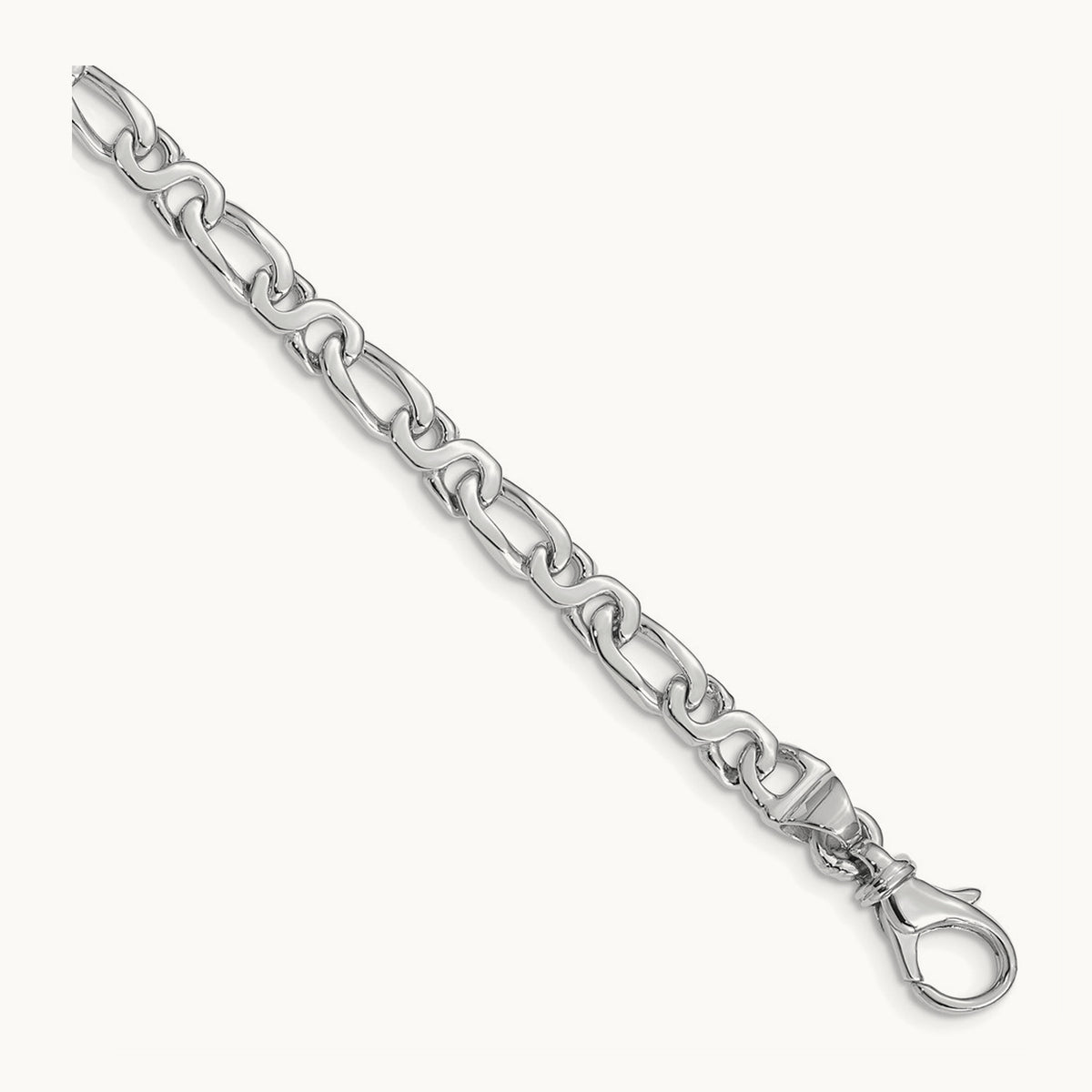 White Gold Hand Polished Fancy Link Bracelet — 7 inch