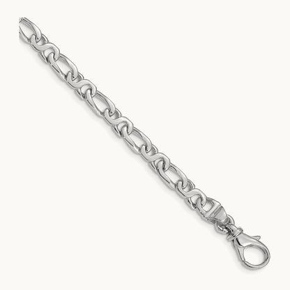 White Gold Hand Polished Fancy Link Bracelet — 7 inch