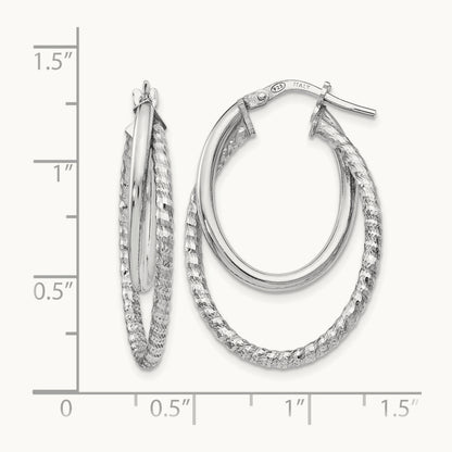 RH-plated Polished D/C Oval Hoop Earrings, Sterling Silver — Leslie's