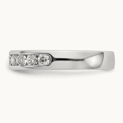 9-Stone Diamond Channel Band, 14K White Gold