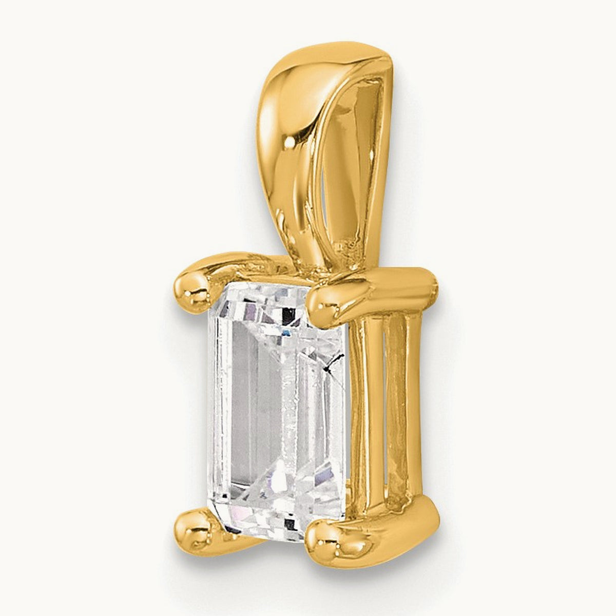 Emerald Four-Prong Pendant, 1/2-5 ct Lab-Grown Diamond — 14K Yellow Gold