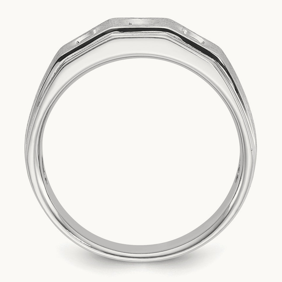 IBGoodman Men's Polished/Satin Diamond Complete Ring, 14K White Gold