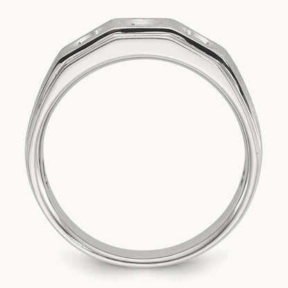 IBGoodman Men's Polished/Satin Diamond Complete Ring, 14K White Gold