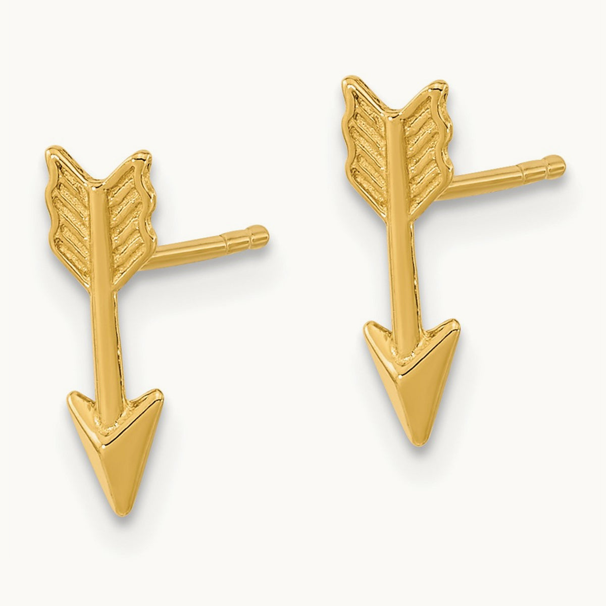 Polished Arrow Post Earrings — 14K Yellow Gold