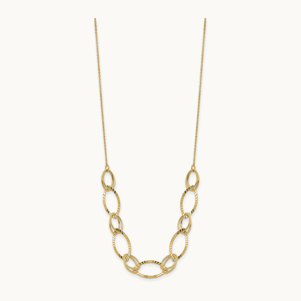 Polished D/C Oval Link Necklace, 14K