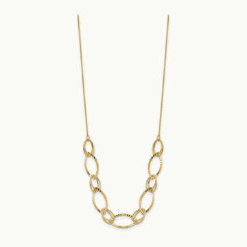 Polished D/C Oval Link Necklace, 14K