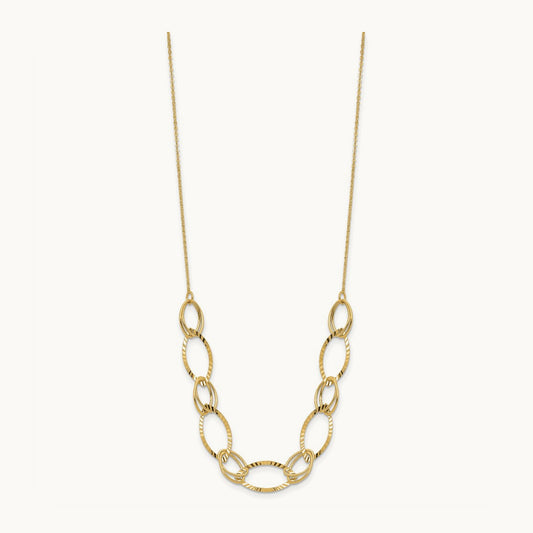 Polished D/C Oval Link Necklace, 14K