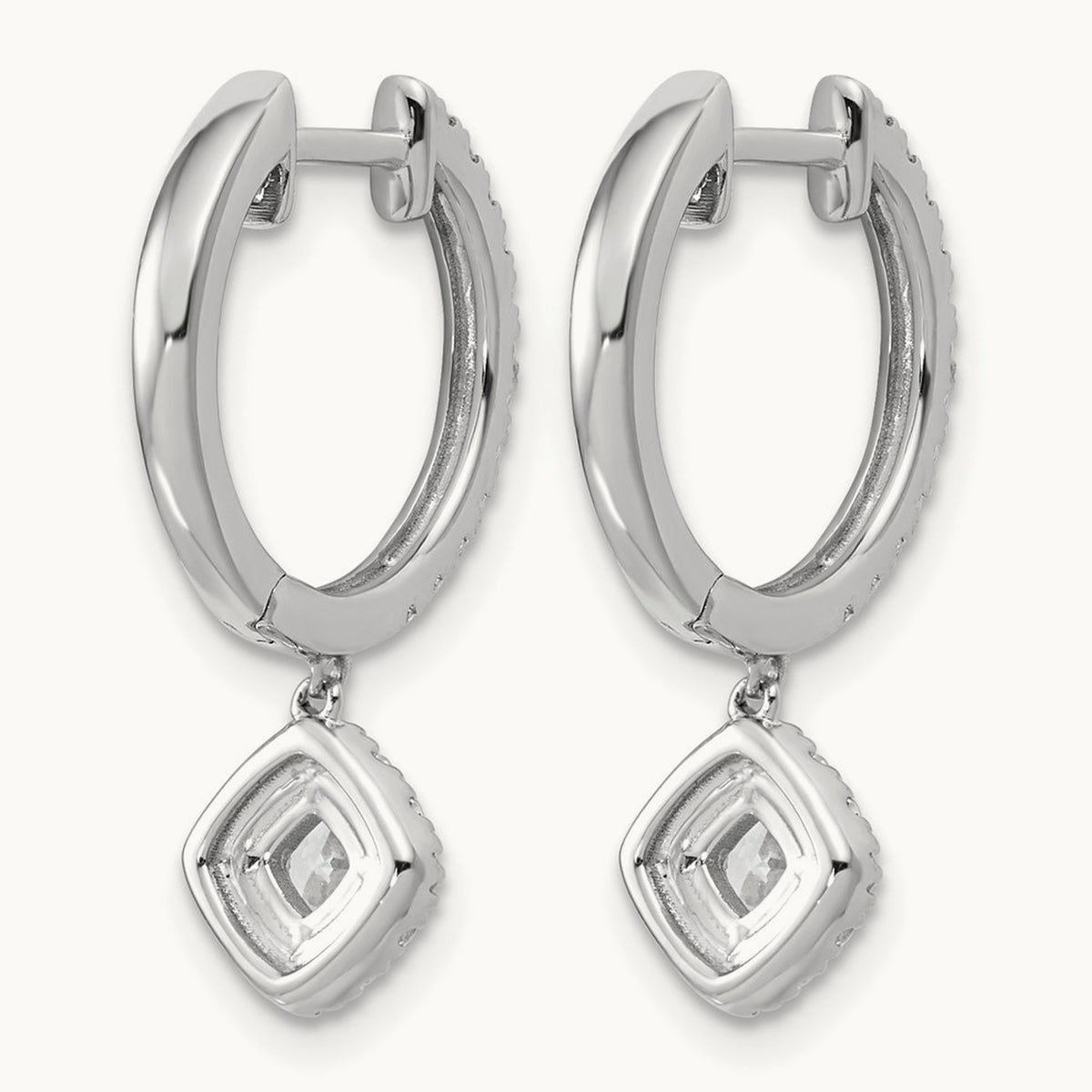 Dangle Hoop Earrings, 1.00 ct tw Lab-Grown Diamond — 14K White Gold