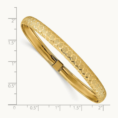 Hexagonal Design Diamond-cut Flexible Bangle, 14K