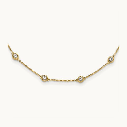 TO 14kr 16 Station Necklace, 1-1 1/3 ct Lab-Grown Diamond — 14K Yellow Gold