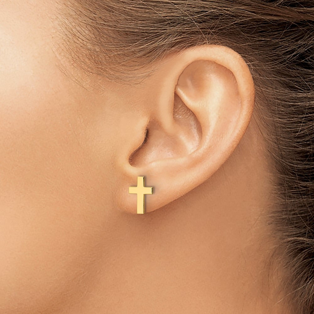 Polished Cross Earrings — 12mm