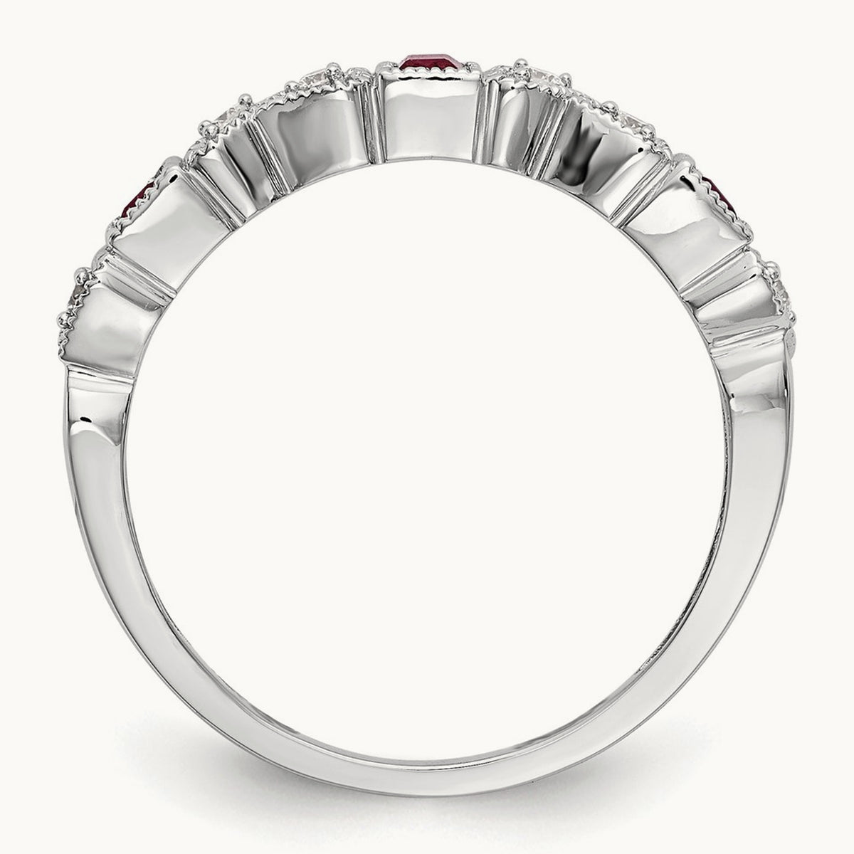 Diamond w/Ruby Band, 14K White Gold