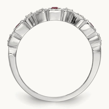 Diamond w/Ruby Band, 14K White Gold