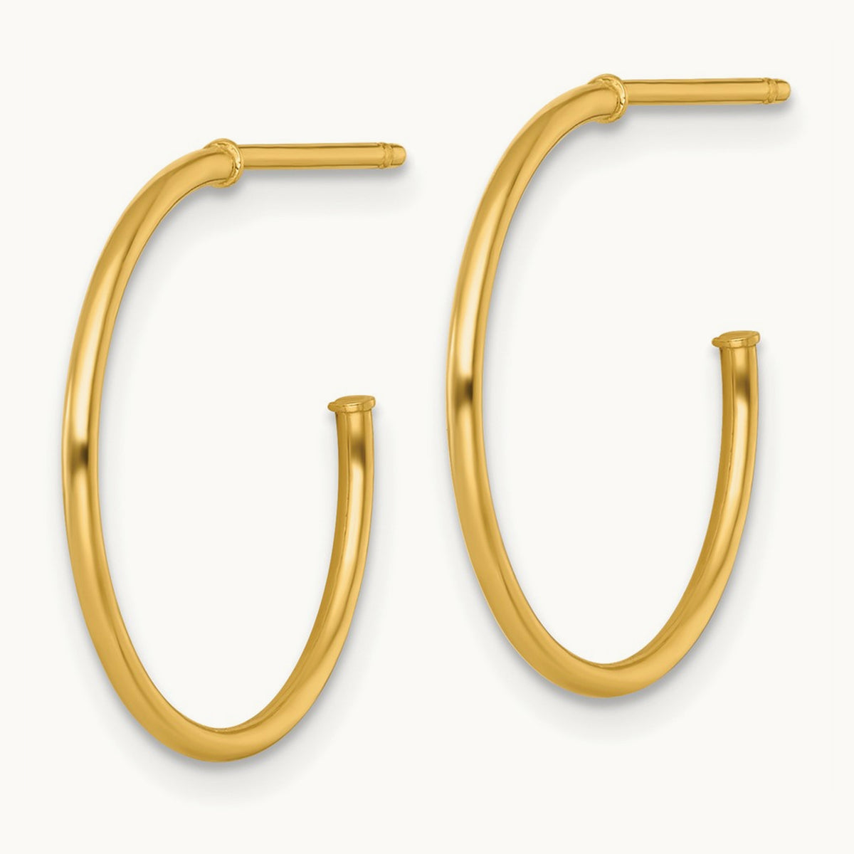 1.2 x Polished Post Hoop Earrings — 14K Yellow Gold