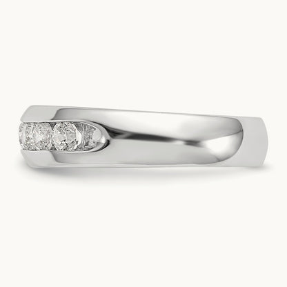 5-Stone Diamond Channel Band, 14K White Gold