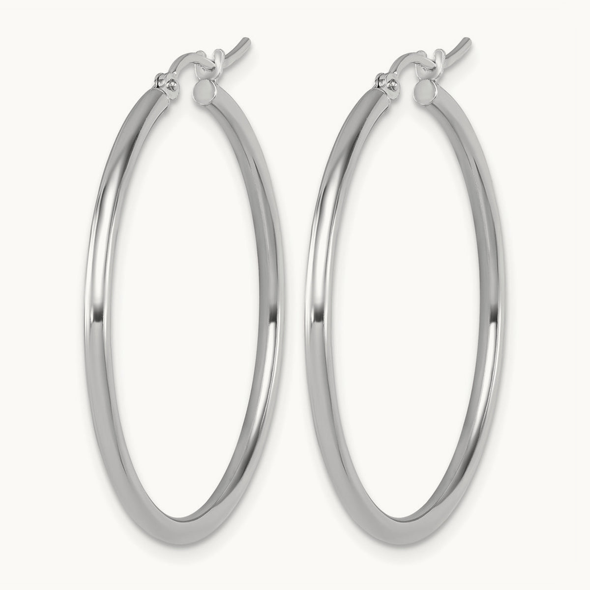 Polished Hinged Hoop Earrings, 10K White Gold — Leslie's