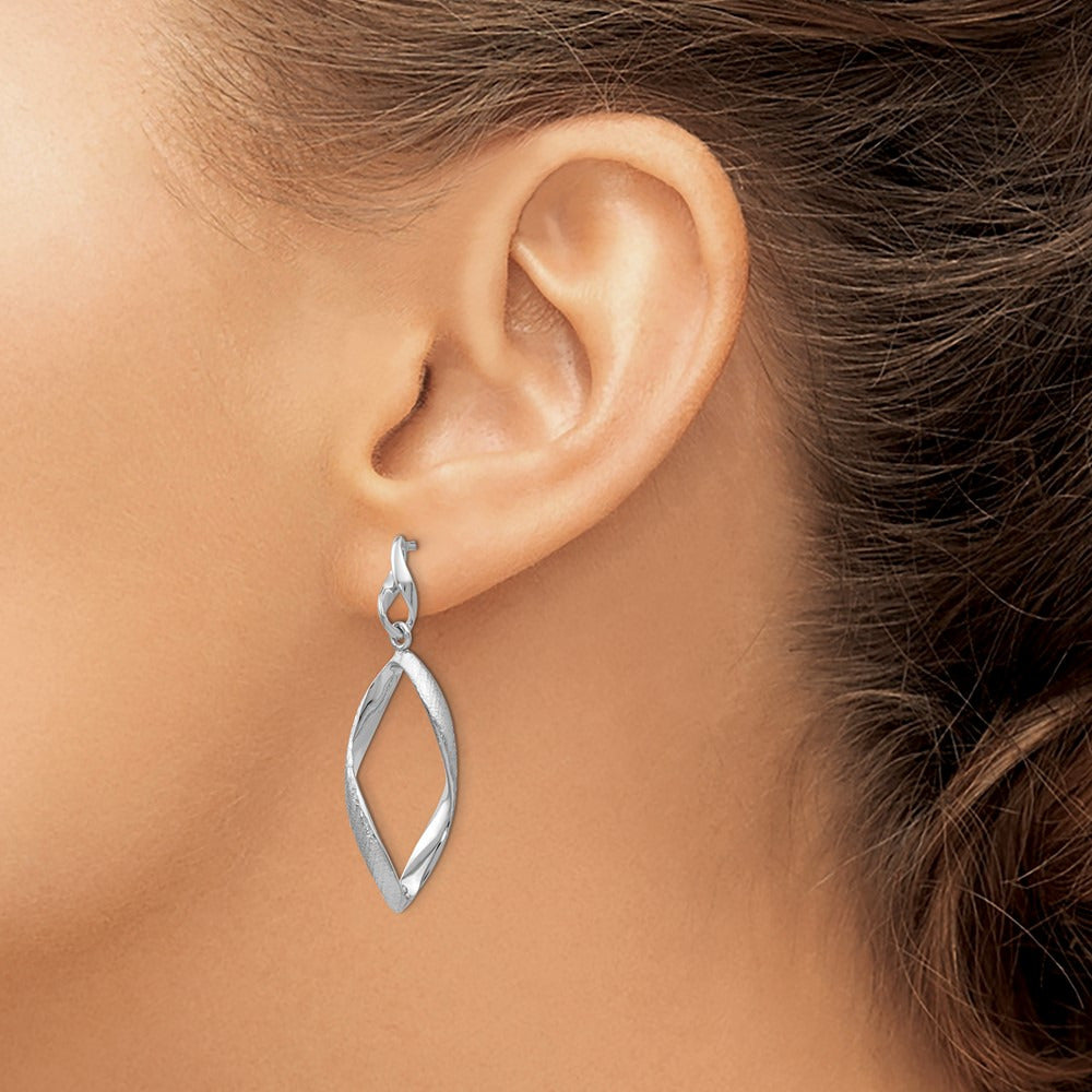 Rhodium-plated Radiant Essence Textured Post Dangle Earrings — 37mm