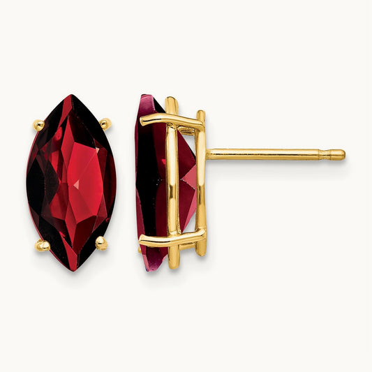 Garnet Marquise Stud Earring, 14K