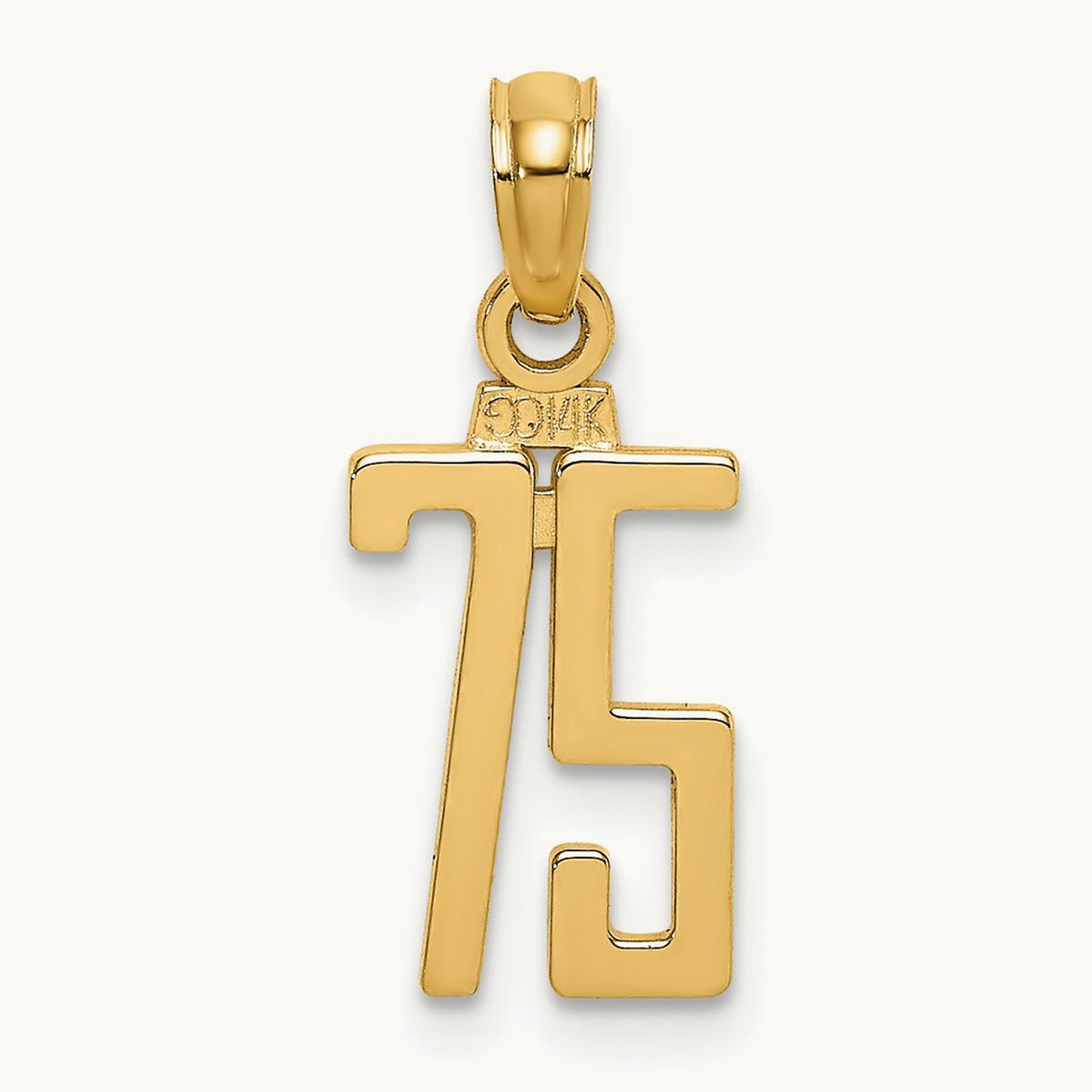 Polished Number 75 Pendant, 14K