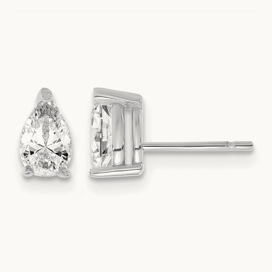3/4 ctw Lab Grown Dia VS+ F+ Pear 4 Prong Heavyweight Wt Earring, 14K White Gold